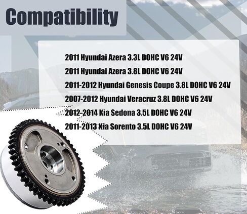 CVVT CHIAKE CAMMASTALE GEAR FIT لـ HYUNDAI AZERA 2011 Genesis Coupe 2011 2012 Veracruz 2007-2012 KIA SEDONA 2012-2014 SORENTO 2011-2013 3.3L 3.5L 3.8L DOHC استبدال# 243503C112 243503C113 in Kuwait