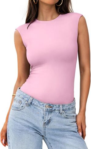 Pinkmstyle Womens Crew Neck Podysuit Double مبطنة مسطّحة ملتوية in Kuwait