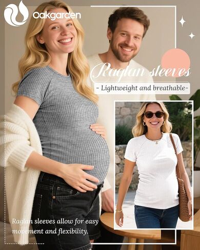 4 Pack Women's Maternity Shirts Short Sleeve Ribbed Pregnancy Tops Crew Neck Raglan Casual Cotton Summer Tee Tunic in Saudi Arabia