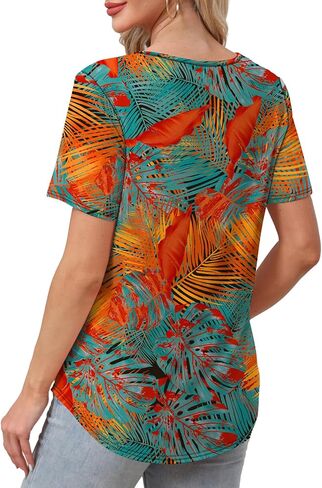 Wiholl Women Summer Tops Short Sleeve Tirts v Beck Button Button Dary Dishal Plateed Blouses Outfits in Kuwait