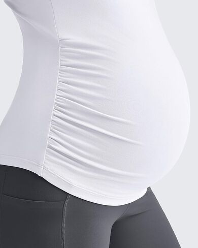G4Free Lightweight Maternity Shirts Short Sleeve V Neck Pregnancy Workout Tops Side Ruched Stretchy Yoga Lounge Tees in Saudi Arabia