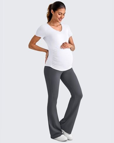 G4Free Lightweight Maternity Shirts Short Sleeve V Neck Pregnancy Workout Tops Side Ruched Stretchy Yoga Lounge Tees in Saudi Arabia