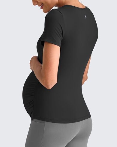 G4Free Lightweight Maternity Shirts Short Sleeve V Neck Pregnancy Workout Tops Side Ruched Stretchy Yoga Lounge Tees in Saudi Arabia