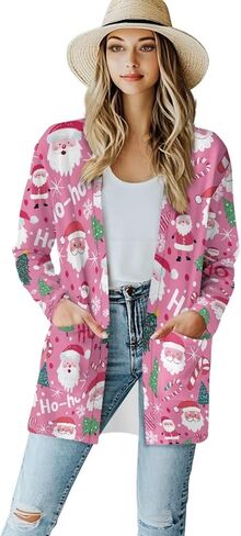 Fall Maple Leaf Cardigan Sweaters for Women Long Sleeve Cardigan Soft Drape Open Front Dusters V-Neck Jackets Dressy in Saudi Arabia