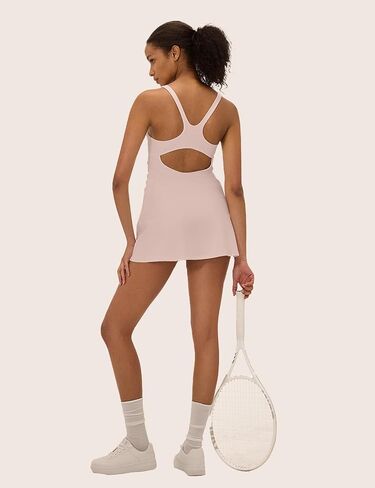 Womens Tennis Dress with Built in Shorts Square Neck Racerback Athletic Dress Workout Golf in Saudi Arabia