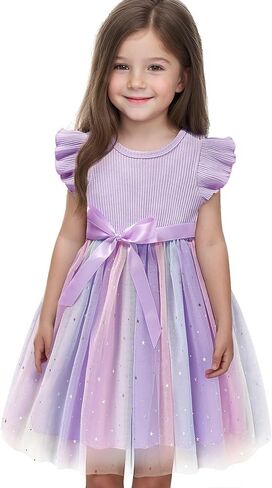 HNXDYY Baby Girl Tulle Dress Casual Summer Ruffles Princess Dresses in Kuwait