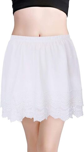 Vanrose Jan Womens Lace Shert Extender See من خلال الدانتيل تحت السطوح الطبقات إكسسوارات ملابس الانزلاق نصف in Kuwait