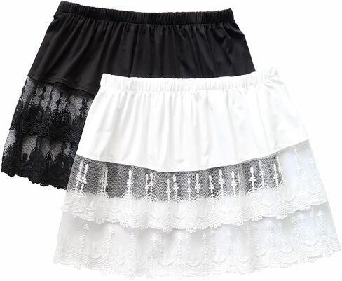 Vanrose Jan Womens Lace Shert Extender See من خلال الدانتيل تحت السطوح الطبقات إكسسوارات ملابس الانزلاق نصف in Kuwait