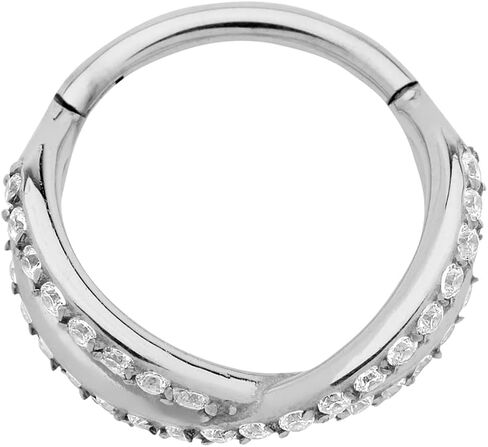 365 Sleepers 316L Surgical Steel Hypoallergenic 16G Double Twist Gem Septum Jewelry Hinged Segment Ring Body Piercing Hoop Lip Rings Helix Cartilage Rook Sleeper Earrings 8mm – 10mm in Saudi Arabia