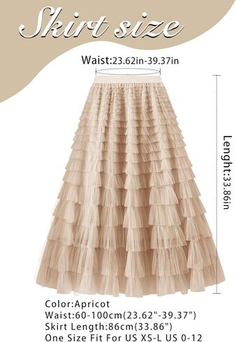 Women's Layered Tulle Skirts A Line Ruffle High Waisted Mesh Long Maxi Skirt Petticoat in Kuwait