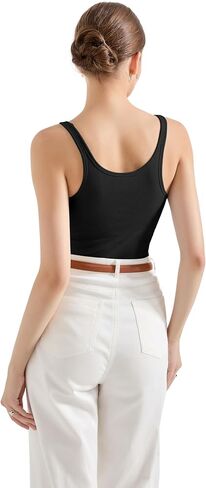 SUUKSESS Women Padded Ribbed Long Tank Tops Summer Going Out Basic Scoop Neck Cami Tops in Saudi Arabia