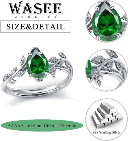 Natural Moss Agate Ring 925 Sterling Silver Opal Birthstone Ring 925 Sterling Silver Leaf Promise Ring for Her Birthday Anniversary Jewelry for Women in Kuwait