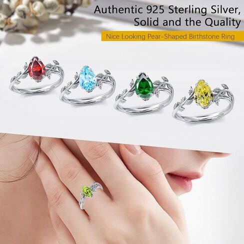 Natural Moss Agate Ring 925 Sterling Silver Opal Birthstone Ring 925 Sterling Silver Leaf Promise Ring for Her Birthday Anniversary Jewelry for Women in Kuwait