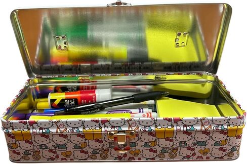 Tin Box Company صندوق تخزين كبير مع مقبض المسطرة ، Hello Kitty in Kuwait