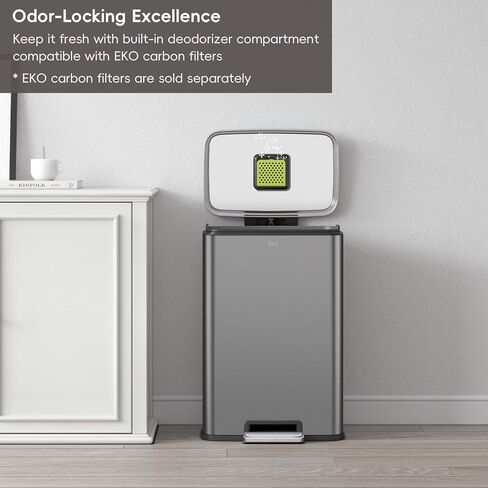 سلة مهملات EKO Madison Matte White سعة 50 لتر/13.2 جالون مع بطانة داخلية - لمسة نهائية مقاومة لبصمات الأصابع in Saudi Arabia