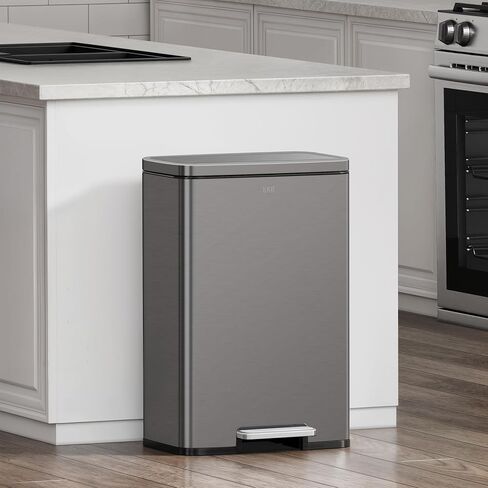 سلة مهملات EKO Madison Matte White سعة 50 لتر/13.2 جالون مع بطانة داخلية - لمسة نهائية مقاومة لبصمات الأصابع in Saudi Arabia