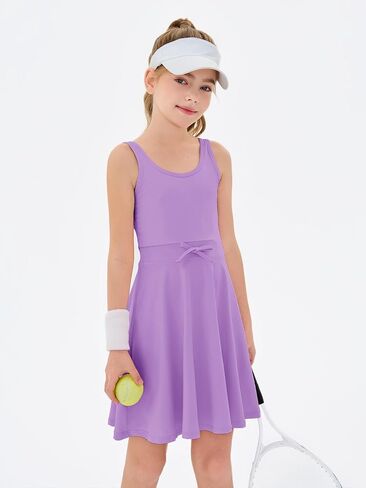 Haloumoning Girls Sleeveless Tennis Dress Kids Athletic Elastic Waist A-Line Workout Golf Dresses 4-14 Years in Saudi Arabia