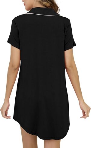 Nightgowns for Women Short Sleeve Button Down Nightshirt Soft Sleepshirt Boyfriend Pajama Dress in Saudi Arabia