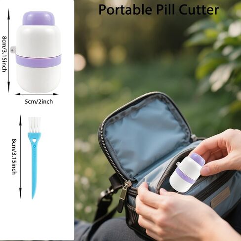 1/3 Pill Cutter with Storage, Professional 1/2 & 3 in 1 Pill Splitter for Small or Large Pills, Precise & Easy Stainless Steel Blade (Blue) in Kuwait