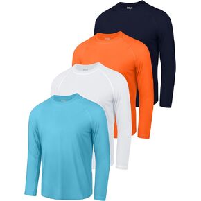 4 Pack Boys' Rash Guard Youth Neon Shirts SPF Long Sleeve Swim Shirts Quick Dry Sun Protection Swimwear for Kids