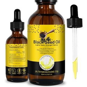 Black Seed Oil Organic Cold Pressed Black Seed Oil 100% Pure Natural Cumin Seed Oil Gluten Free Black Seed Oil Liquid for Hair Growth, Skin Cares