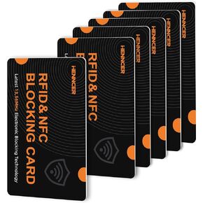 6 Pack RFID Blocking Card, NFC Debit Credit Card Passport Protector, Entire Wallet Protection Blocker Set for Men & Women, Smart Slim Design Perfectly fits in Wallet and Purse(Blackorange)