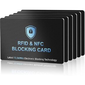 RFID Blocking Card, NFC Debit Credit Card Passport Protector, Entire Wallet Protection Blocker Set for Men & Women, Smart Slim Design Perfectly fits in Wallet and Purse (Blackblue-6PCS)