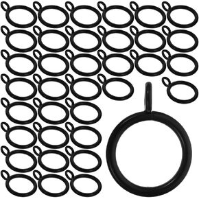 50 PCS حلقات الستار الأسود مع العيينة تطبيق ， ， 1.5 بوصة الجفون قطر الأجراف الحلقات للستائر والقضبان.