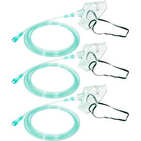 3 Pack Oxygen Mask for Face Adult with 6.6' Tube & Adjustable Elastic Strap - Size L in Kuwait