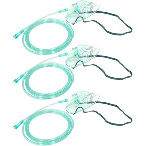 3 Pack Oxygen Mask for Face Adult with 6.6' Tube & Adjustable Elastic Strap - Size L