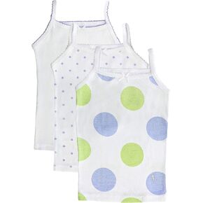 Feathers Girls Polkadot Print Tagless Cami Super Soft Undershirts (3/Pack)