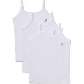 MeMoi Girls' 3 Pair Pack Ribbed Floral Bouquet Camis