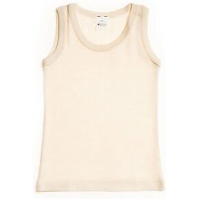 Little Girls Organic WoolSilk Sleeveless Undershirt, 116 (6 yr) , Natural White