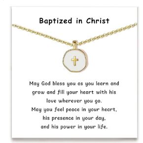 Cute Small Cross Necklace, First Communion Baptism Decorations Party Favors Christian Religious Easter Jewelry Gifts for Daughter Granddaughter Niece
