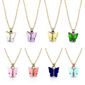8 Pcs Cute Butterfly Necklace for Girls – Acrylic Butterfly Party Favors with Adjustable Chain (Up to 18.11") – Kids Necklace for Girls, Party, Masquerades, Cosplay & Everyday Fun in 8 Vibrant Colors