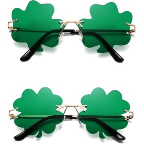 النظارات الشمسية شامروك في عيد القديس باتريك ، الأخضر أربع أوراق البرسيم نظارات أزياء leprechaun