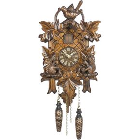 Trenkle Quartz Cuckoo Clock 5 أوراق ، الطيور ، السنجاب ، مع الموسيقى