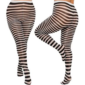 Yilanmy 2 Pairs Plus Size Striped Tights for Women Colored Christmas Halloween Candy Cane Tights Costume Leggings for Women