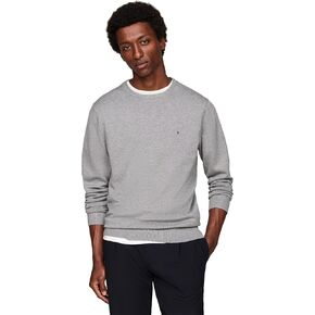 Tommy Hilfiger Men's Cotton Solid Crewneck Sweater Lightweight Pullover, Also Available in Big & Tall