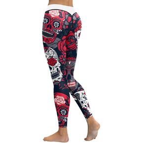 Women's Mermaid Skull Print Yoga Pants Workout Gym Running Leggings Tights Halloween Pants