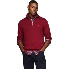 TOMMY HILFIGER Men's Signature Fleece Quarter Zip Pullover Sweater 2025 Collection