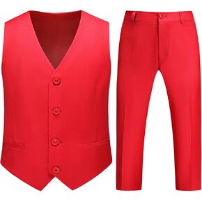 Boys Vest Suits 2 Piece Outfit Tuxedo Set for Kids Size 4-14 Formal Suit for Boys with Vest and Pants Set Slim