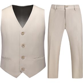 Boys Vest Suits 2 Piece Outfit Tuxedo Set for Kids Size 4-14 Formal Suit for Boys with Vest and Pants Set Slim in Kuwait