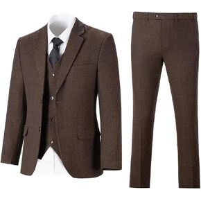 Retro 3 Pieces Slim Fit Boy Suit Tweed Herringbone Formal Stylish Vest Tuxedo Pants Wedding Homecoming Dress Wear Set