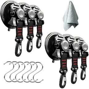 4 pcs Heavy Duty Suction Cup Hooks for Glass Window Suction Hooks Strong Vacuum Suction Cups with Hooks Suction Cup Anchor for Tie Down Car Awning Boat Camping Trap Car Camping Accessories