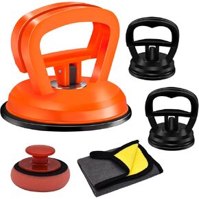 Dent Puller Kit 3PCS, Car Body Repair Tools with Heavy-Duty Suction Cups - Multi-Surface Paintless Dent Removal for Cars, Screens & Tiles Objects Moving(Orange & Black)
