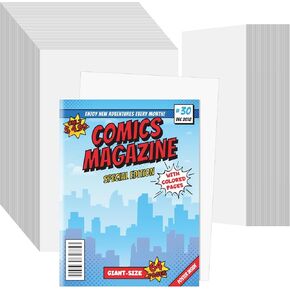 100 PCS لوحات الكتب الهزلية 100 PCS ، لوحات دعم صلبة من 24 نقطة/400GSM أبيض أوراق الحماية من أبيض لوحة تخزين مجلة كاريكاتورية منتظمة لهواة الجمع ، 6.75 × 10.5 بوصة