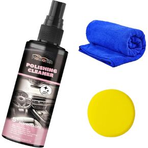 Fululuer Polishing Cleaner Car Interior, Ultra-fine Spray Water Free Cleaning, Car Interior Polishing Spray for Interior Detailing Rubber Leather