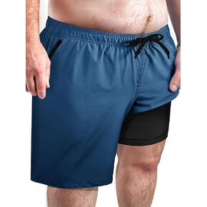 Arcweg Men's Big & Tall Swim Trunks - Quick Dry Board Shorts with Compression Liner & Zipper Pockets (2X-6X)