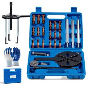 Bearing Puller, Bearing Puller Kit with Gloves, Bearing Removal Tool with 3-Jaw Puller and 6 Sizes of Red Steel Collets, 36pcs